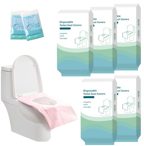 50 Stück Einweg Toilettensitzbezug,Toilettensitzbezug Einweg Toilette Auflage,Tragbar Toiletten Sitzbezug Einweg Wc-Sitz Für Kinder Und Erwachsene,Einzeln Verpackt,Reisen,öffentliche Toiletten (Rosa)