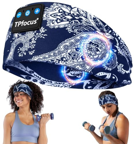 TPfocus Sonno Casque de sport sans fil rechargeable Bluetooth 5.4 pour homme et femme Bleu clair