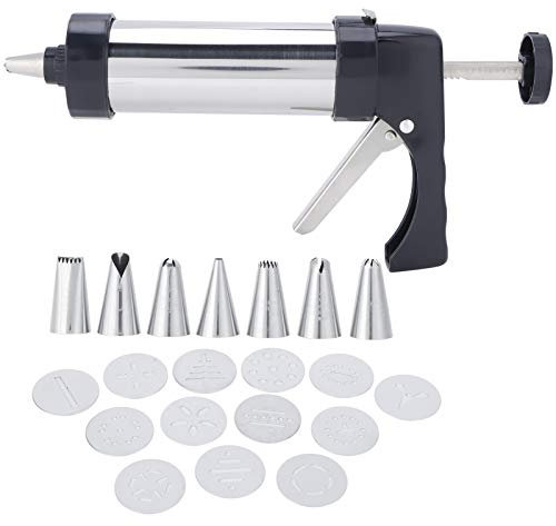 Topyond Cookie Press Gun, Stainless Steel Spritz Cookie Press, Cake Decorating Nozzle Set, Pastry Shaper for Baking, DIY Cookies Press Maker for Kitchen