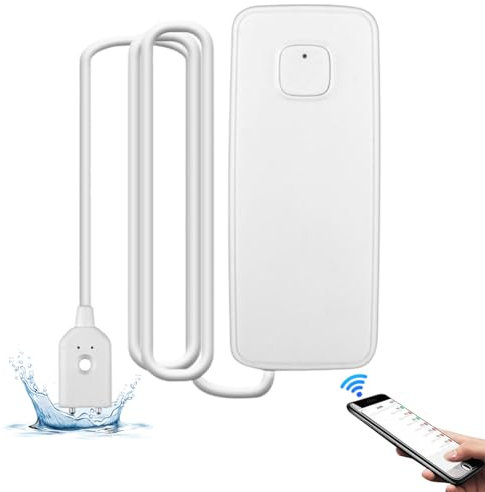 DASIAUTOEM Wassermelder, Wasserstandssensor WLAN, 85dB Lauter Wassersensor mit Smart Life App Fernbedienung, Wasserlecksensor Wasserwächter für Küche, Bad, Keller, Garagen