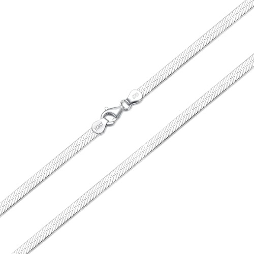 PDTJMTG 925 Sterling Silber Herringbone Kette 2MM 3MM Flexible Flache Italienische Schlangenkette Halskette für Frauen und Männer (2mm Breite, 45cm)