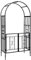CyyKcc Black Garden Arbour Arch with Gate, Heavy Duty Metal Plant Climbing Arch Frame for Wedding, Party, Garden Pergola Arbor Trellis with Doors for Indoor, Outdoor