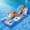 HeySplash Flotteur de Piscine, Bateau Gonflable pour Adulte avec Dossier Réglable, Flotteur avec Porte-Gobelet pour Plages, Lacs, Flotteurs Adultes Facile à Utiliser, Feuille de Palme Bleue