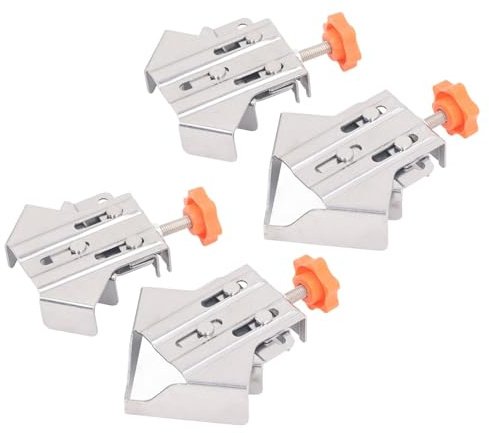 Corner Clamps 4 PCS Stainless Steel 90 Degree Right Angle | Stainless Steel Build, Woodworking Clamps, Wood Metal Pipe Use, 90 Degree Joinery, 4 PCS Set, Open Close Operation