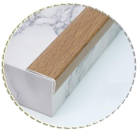 SMELEDFCFK 90cm Treppenkantenprofil Aluminium Stufenkantenprofil Verschleißfest, L-förmiges Treppenprofil Schwellenleiste Kantenschutzprofil -Holzmaserung(Brown,W3CM)