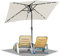 Ollewiellan Sonnenschirm LED Solar 210 x 140cm Beige mit Kurbel | Sonnenschirm Rechteckig Ampelschirm Gartenschirm Terrassenschirm Sonnenschutz UV50+ Knickbar wasserdicht für Garten, ohne Ständer