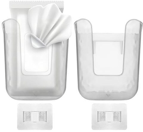 2 Pcs Kitchen Wipes Storage Box Dispenser,Wall Mounted Tissu-e Box Holder,Refillable Wipes Holder,Flushable Wipe Container for Bathroom, Kitchen,Bedroom,Toilet,Home