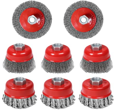 8 Stück Drahtbürste Winkelschleifer, Gewinde M14x2 Stahlbürste Akkuschrauber, 75/100 mm Drahtbürste Flex, Drahtbürste Bohrmaschine für Bohrmaschine Polier, Schleifen, Entrosten, Entgraten