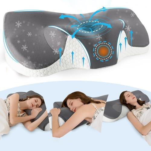 IDEA kopfkissen Nackenschmerzen, Ergonomisches Nackenkissen Kopfkissen, Memory Foam Orthopädische Kissen, Schlafkissen für Seitenschläfer Rücken & Bauchschläfer, Anti Schnarch Nackenstützkissen