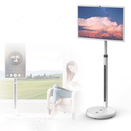 M2/M3 Model 32 Portable Smart TV on Wheels with 16000mah/15000mah Battery,Full HD Ips Touch Screen,±90° Rotate & Height Adjustable Stand,Video Calls,Perfect Rolling TV for Bedroom,Gym,Camping M3