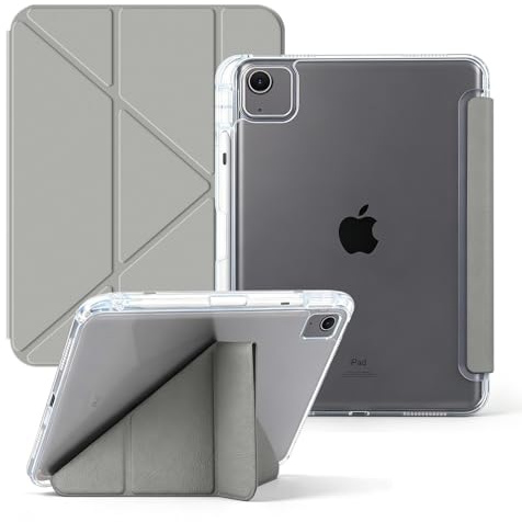MokaZii Funda para iPad Pro 11 M2/M1/A12Z/A12X (2022/2021/2020), iPad Pro 4ª 3ª 2ª 1ª Generación 11 Pulgadas, PU Carcasa Y Fold Soporte con Portalápiz Auto-Sueño/Estela - Gris