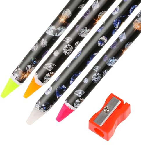 4 Pack Rhinestone Picker Tool Adhesive Resin Picker Pencil Nail Point Drill Pen Dotting Wax Pencils Gem Pick up Tools for Nail Art DIY with Pencil Sharpener