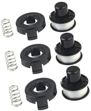Ligne de bobine et couvercle avec ressort for coupe-bordures Black et Decker A6226 GL250 GL310 GL360, accessoires de remplacement(3 Set)