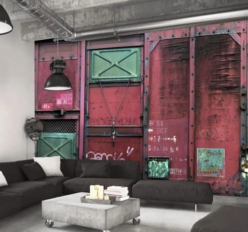 Retro Nostalgic Metal Plate Art Industrial Style 3D Wallpaper Easy Install Feature Office Living Room Sofa Bedroom TV Background Wall Decoration-300cm×210cm