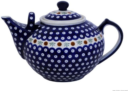 Polish Pottery Boleslawiec Teapot, 3L in RED DOT pattern