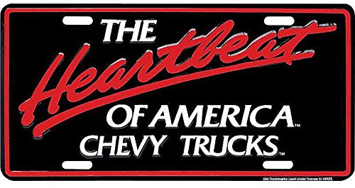 Signs 4 Fun Parody License Plate - Chevy Truck Heartbeat - 12” x 6” Decorative License Plate Wall Decor - Decoration Plate Man Cave + Garage - Made in The USA