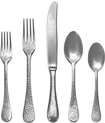 MEPRA 106922005 Epoque Pewter 5-Piece Durable 18/10 Stainless Steel American Style Flatware Cutlery Set for Fine Dining, Dishwasher Safe, Service for 1