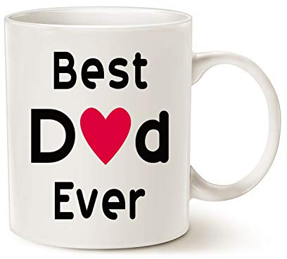 This Father's Day Gifts Best Dad Coffee Mug, Best Dad Ever Unique Christmas or Birthday Gifts Idea for Father Papa Daddy Porcelain Cup White 11 Oz