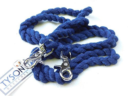 Minishetty Shetty Snap Kordelzügel Baumwolle 180 cm Schwarz Blau Braun Shettyzügel Zügel Snap geschlossen Kinderzügel Tysons (Blau)