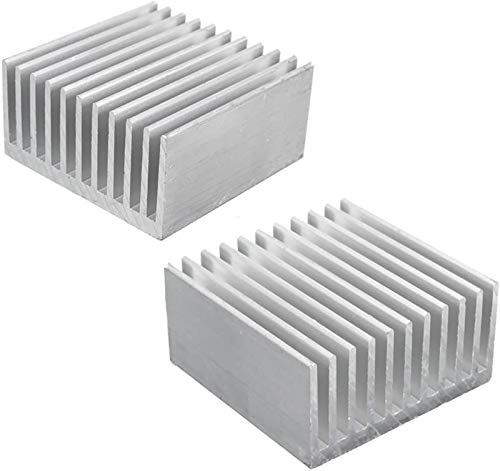 Aluminio Chipset Disipador de calor Radiador Disipador de calor Aleta de refrigeración Plata para CPU LED Potencia Componente activo 40 x 40 x 20 mm (2 piezas) -Kalolary
