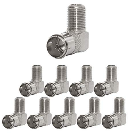 PremiumX 10x F-Quickstecker 90° Winkelstecker 7,5mm für SAT Kabel Koaxialkabel Adapter Verbinder F-Kupplung Quickstecker