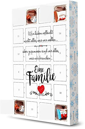 Adventskalender mit Produkten von Kinder® Wir sind eine Familie artboxONE Adventskalender Typografie