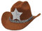 W WIDMANN MILANO Party Fashion 68571 - Minihut Cowboy, ca. 9 cm, mit Sheriff Stern, Braun, Wilder Westen, Hut, Accessoire, Karneval, Mottoparty