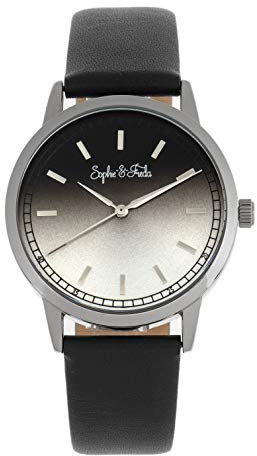 Sophie and Freda San Diego Women's Quartz Black Genuine Leather Silver Watch SAFSF5101