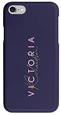 Tirita Personalised Initials Custom Hard Phone Case Compatible with iPhone 7 Plus & 8 Plus PRINTED GLITTER, NOT REAL GLITTER Fashion Stylish Monogram Violet
