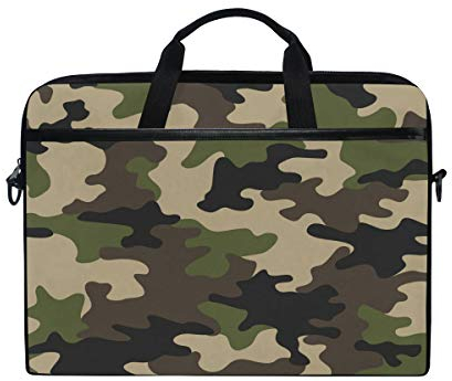 Linomo Computertasche, Camouflage, Grün, Camouflage, Laptop-Hülle, Aktentasche, Kuriertasche, Laptop-Schultertasche passend für 13 Zoll, 14 Zoll, 14,5 Zoll Laptop für Damen Herren Büro Kinder Schule