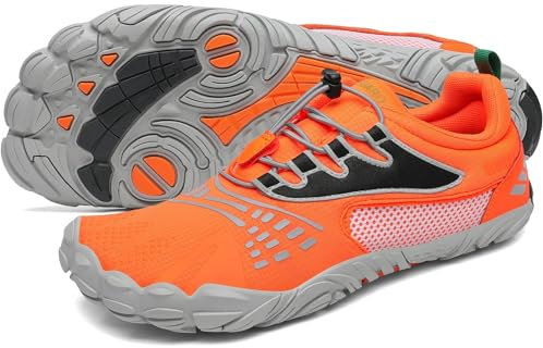 SAGUARO Barfußschuhe Herren Damen Traillaufschuhe Outdoor & Indoor Training Fitnessschuhe Wander Wald Strand Straße Laufschuhe Walkingschuhe Schnell Trocknend Badeschuhe, Karotte Orange, 44 EU