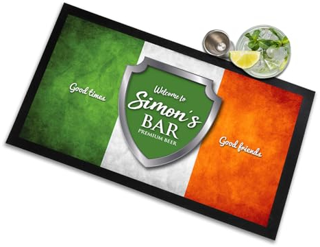 Personalisierbare Bar-Matte, irische Flagge, beliebiger Namen, Pub, Bierbarläufer