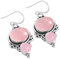 Jeweloporium Rosa Rosenquarz Ohrhänger Silber, 925 Sterling Silber Ohrring für Frauen, Ovaler Edelstein Boho Schmuck