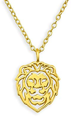 Monkimau Löwen Gold Anhänger Damen Halskette Mädchen Jungs Kette 925 Silber