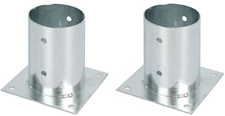 Alberts 211950 Aufschraubhülse | für Rund- oder Vierkantholzpfosten | feuerverzinkt | Ø101 mm | 2er Set