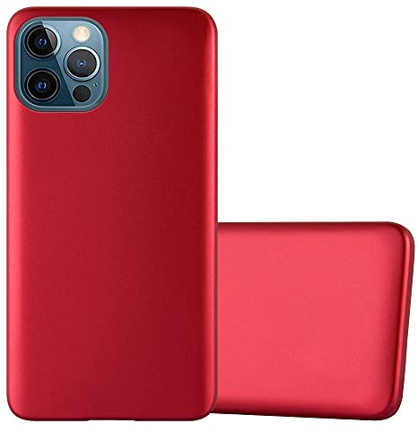 Cadorabo Custodia compatibile con Apple iPhone 12 / iPhone 12 PRO in ROSSO METALLICO - Morbida Cover Protettiva Sottile di Silicone TPU con Bordo Protezione - Ultra Slim Case Antiurto Gel Back Guscio