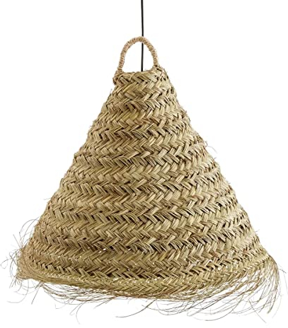 Suspension luminaire doum en osier tressé (M Large : 40x40cm, Cône)