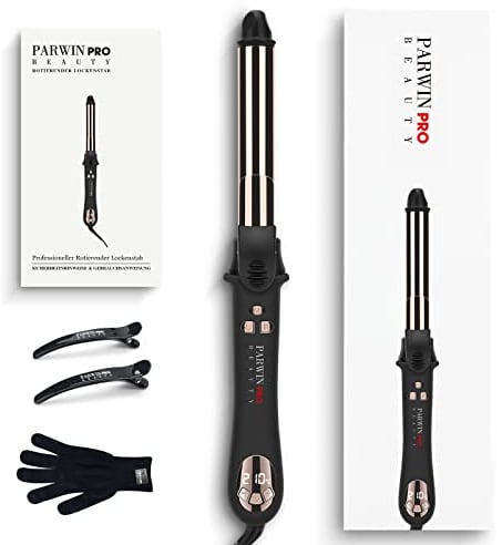 360° Rotierender Lockenstab Automatisch, PARWIN PRO BEAUTY Lockenstab Curling Iron 25mm, Nano-Titan-Beschichtung, Hair Curler mit LCD Display, 120-210℃