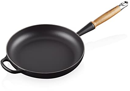 Le Creuset Signature gusseiserne Bratpfanne mit Holzgriff 26 cm Schwarz matt, 20258260000422