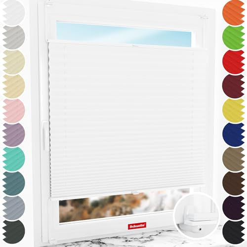 Schuette® Plissee ohne Bohren ● Thermo Kollektion: White Day (Weiß) ● 60x150cm (Breite x Höhe) ● Suprafix Faltrollo X Klemmfix Rollo ● Blitzschnelle Montage inkl. Video