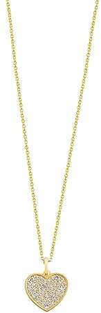 Xenox Damen 925 Sterling Silber Halskette mit Herz-Anhänger mit Zirkonia in goldfarben - Love Story - XS3604G