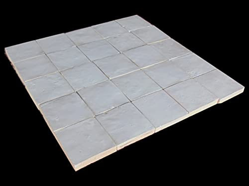 25Stk. Zellige Bodenplatten weiß - 10x10cm