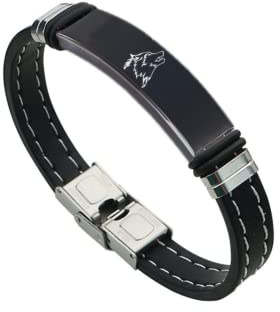 Wolf Schmuck - Cool Wikinger Wolfskopf Silikon Armband, Inspiriert Fenrir Wolves Geist Symbol Armreif für Wölfe Fans Schmuck für Damen Herren, 8,26 Zoll