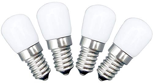 Jiotouhu E14 LED-Kühlschranklampe, 3W entspricht einer 30W Glühlampe, Kaltweiß 6500K, 300LM, nicht dimmbar, geeignet für Kühlschrankbeleuchtung, Küchenbeleuchtung, 4 Pack