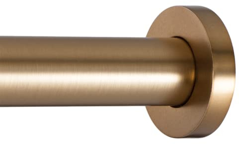 Ivilon Shower Curtain Rod - Flat End Cap Spring Tension Rods for Windows or Shower, 24 to 36 Warm Gold