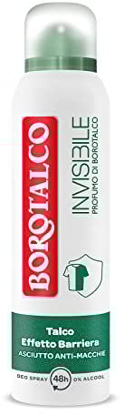 Borotalco, Deodorante Spray Invisibile Verde, Formula Senza Alcool con Talco Effetto Barriera, Cattura e Non Trasferisce Aloni, 48h di Efficacia, Profumo di Borotalco - 1 Flacone da 150 ml