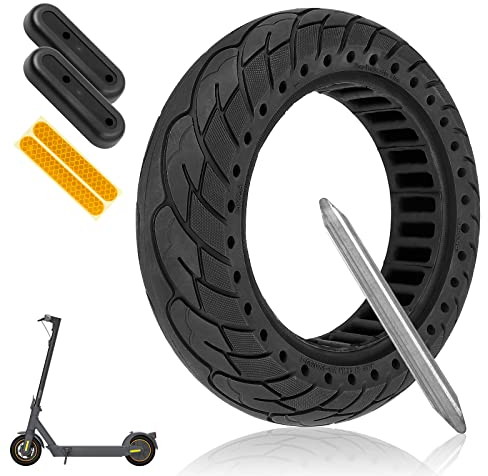 ulip Scooter Vollreifen 1 Stück 10 Zoll 10x2,5 Elektroroller Räder Ersatzreifen vorne oder hinten pannensicherer Gummi Vollreifen geeignet für Segway Ninebot Max G30 G30LP G30E Elektro Scooter