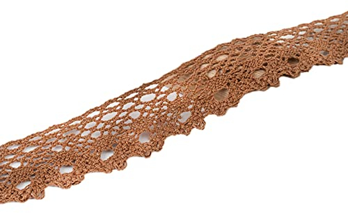 Vintage Spitzenband Borte aus Baumwolle Dekoband Zierband Spitzenstoff Spitzenborte Häkel-Borte für Nähen Handwerk Weihnachtsdekoration Hochzeit Vorhang Deko Scrapbooking Geschenkbox Braun 3cmx10m