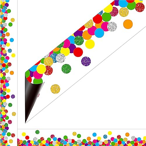 27 Fuß Magnetische Bordüre, 19 Blatt Konfetti Pinnwand Bordüre Bunte Whiteboard Tafel und Metallflächen Dekoration für Schule, Büro & Zuhause, wiederverwendbar