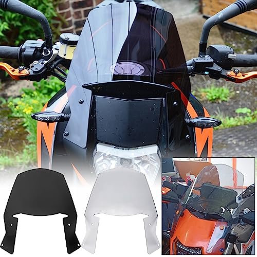 Parabrisas de motocicleta carenado frontal parabrisas Pare-brise Fly Protector de pantalla Compatible con K.T.M. Duke 690 (2008-2019) DUKE 690 R (2010-2018) Deflector de viento de pantalla (Humo Gris)